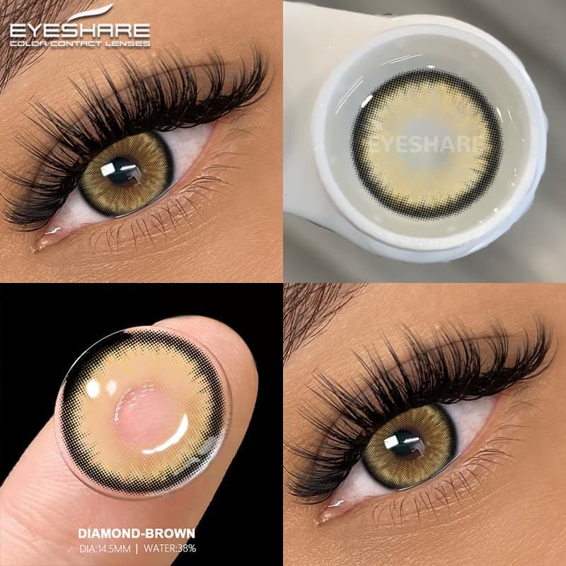 1 Par De Lentes De Olhos Com Cores Verdes , Marrom E Diamante , Uso Anual Natural , Contato Coloridas , Envio Do Brasil