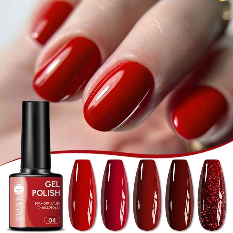 UR SUGAR 7.5ML Esmalte Em Gel De Cor Sólida Para Unhas Vermelho Soak Off UV LED Verniz Semipermanente Com Brilho Mani