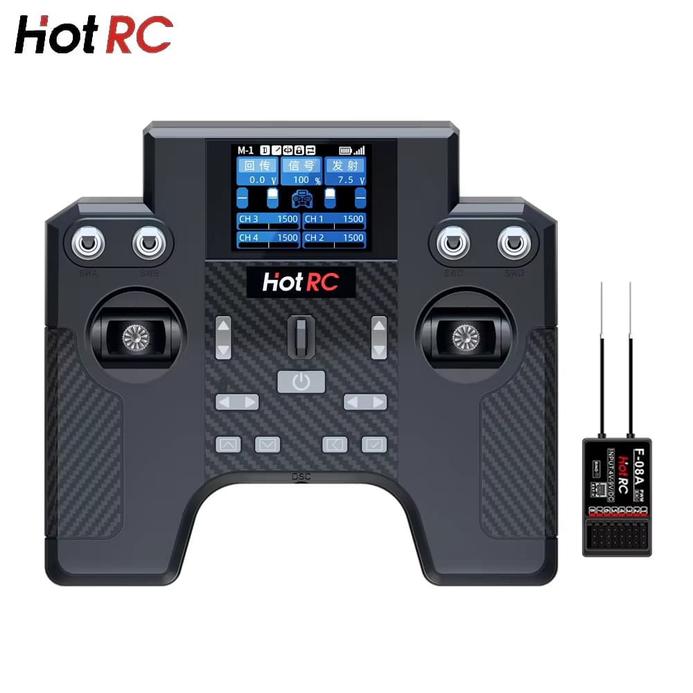 Sistema De Rádio Hotrc HT-8A 8CH 2.4G FHSS Com Receptor F-08A Para Avião RC , Carro , Barco