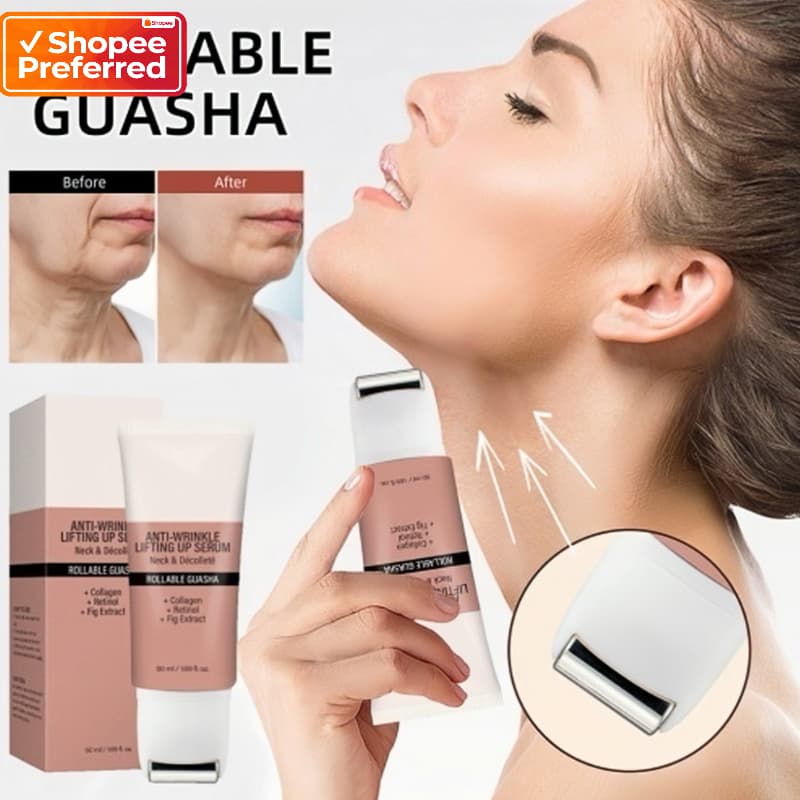 Creme Firmador Pescoço com Rolo Massageador 50ml | Reduz Linhas Lifting 360° Alivia Tensão Ombros Hidrata Repara Anti-id