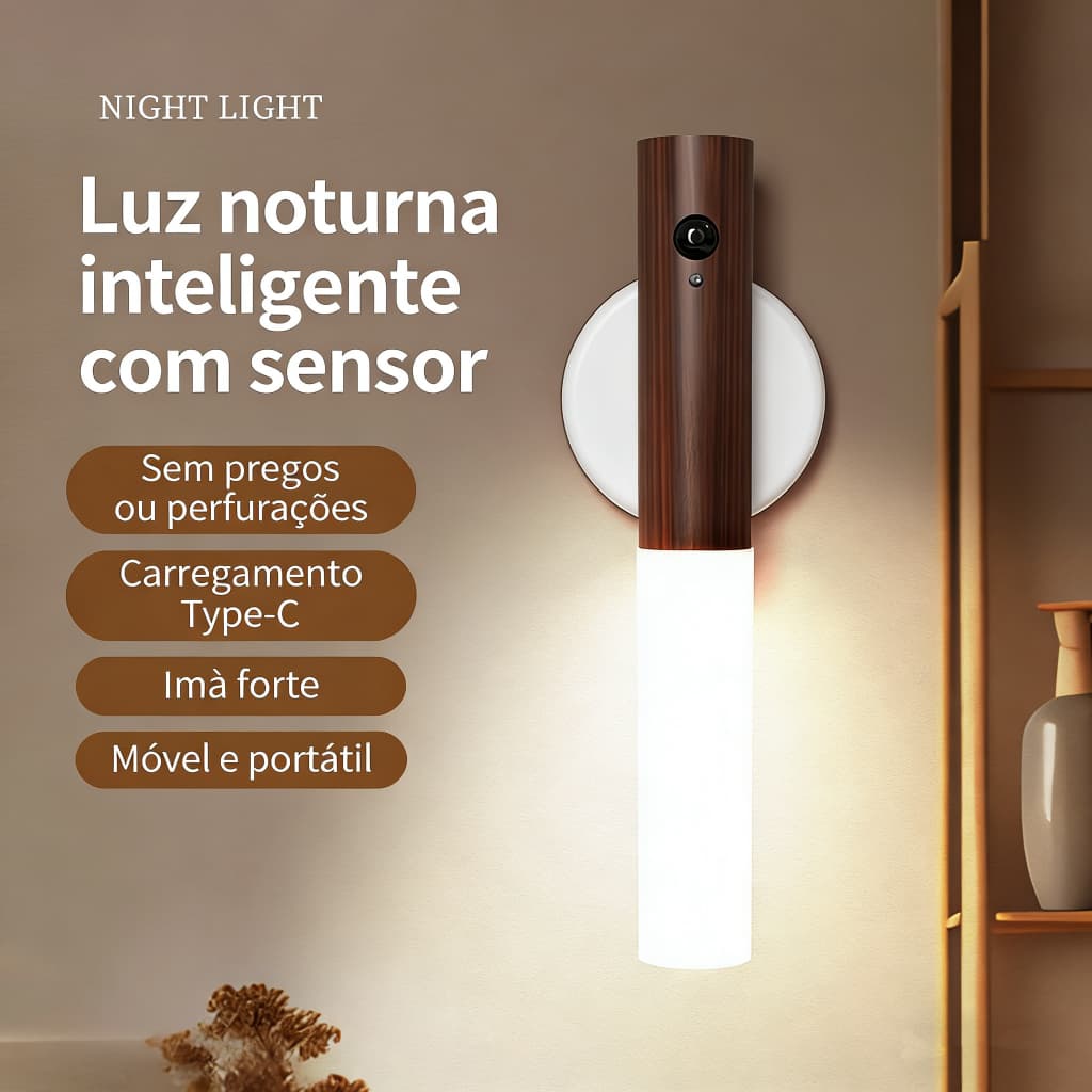 Pacote de 2 unidades inteligente recarregável portátil LED luz noturna com Sensor esportivo