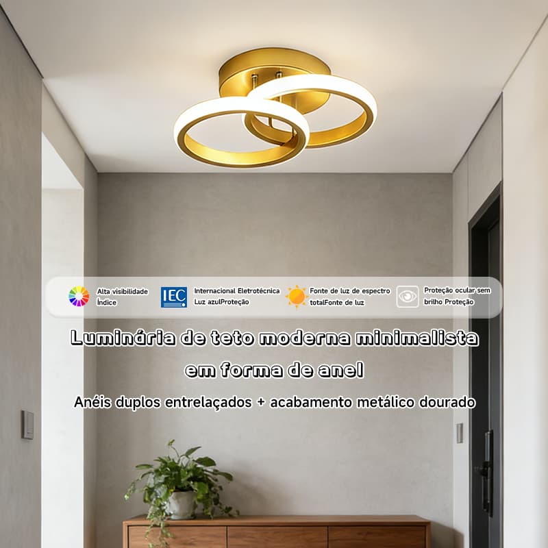 Lâmpada de Teto LED 3 Cores Ajustável | Luminosidade Suave | Quarto/Escritório/Cozinha/Varanda/Corredor Moderno
