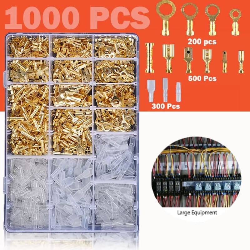 1.000 peças Kit conector de fio macho para fêmea 2.8/4.8/6.3 mm dourado