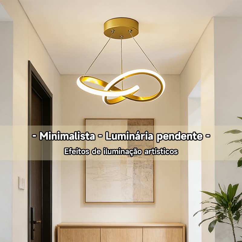 Lustre Pendente LED Moderno Infinito - 3 Cores Ajustáveis para Sala/Quarto/Cozinha