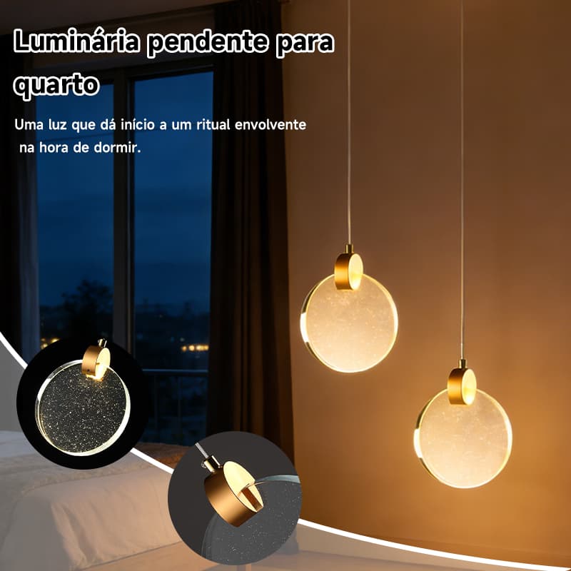 Luminária Pendente Cristal Minimalista 3 Cores Ajustável Decor Simples Sala/Quarto