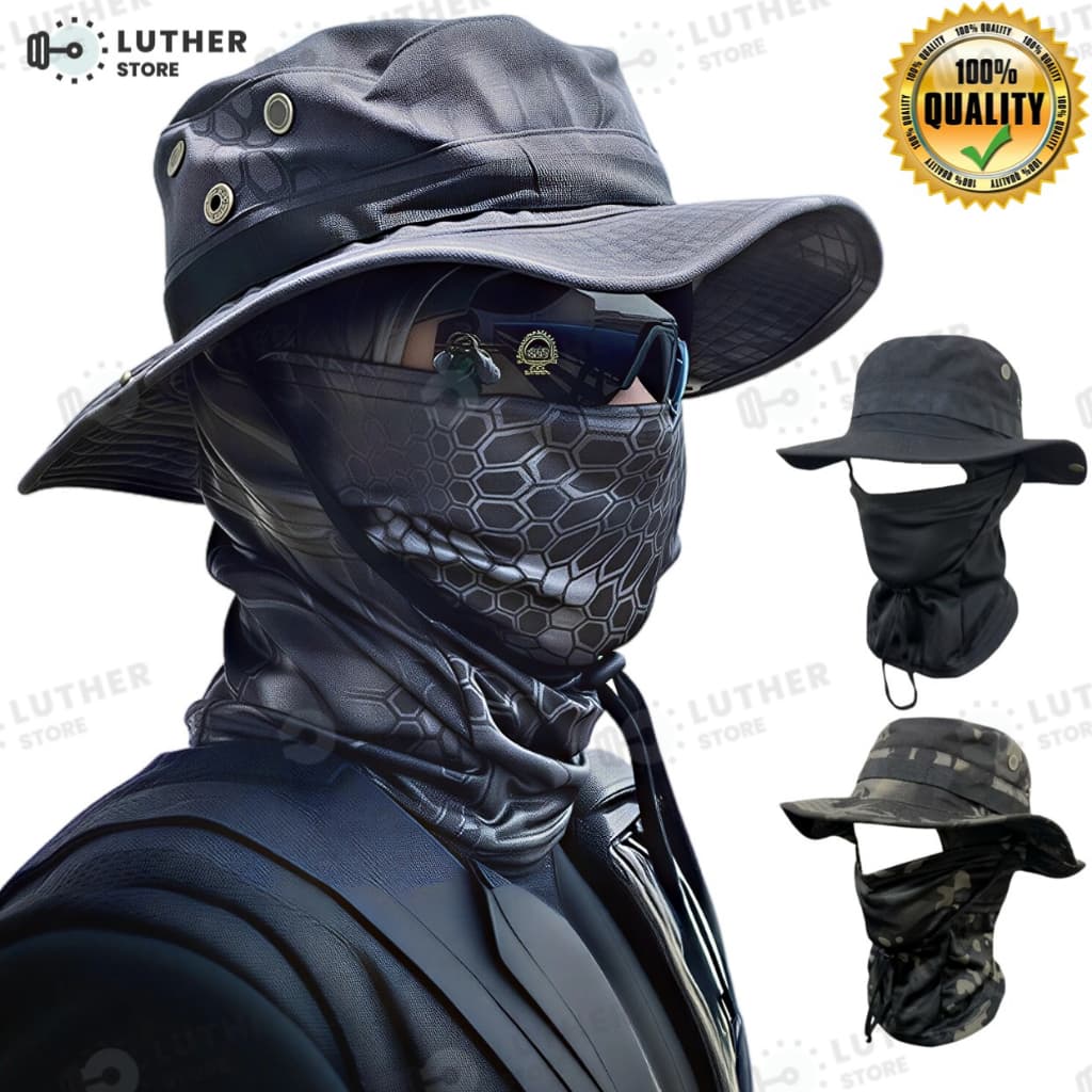 Boonie Chapéu Balaclava Terno Dobrável Macio Proteção Solar Boné De Pesca Respirável Pescador Caça Ao Ar Livre Amplo