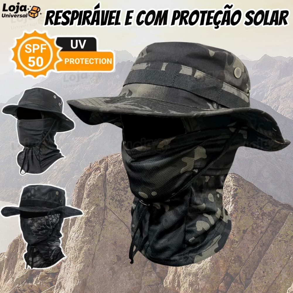 Boonie Chapéu Balaclava Terno Dobrável Macio Proteção Solar Boné De Pesca Respirável Pescador Caça Ao Ar Livre Amplo-LU