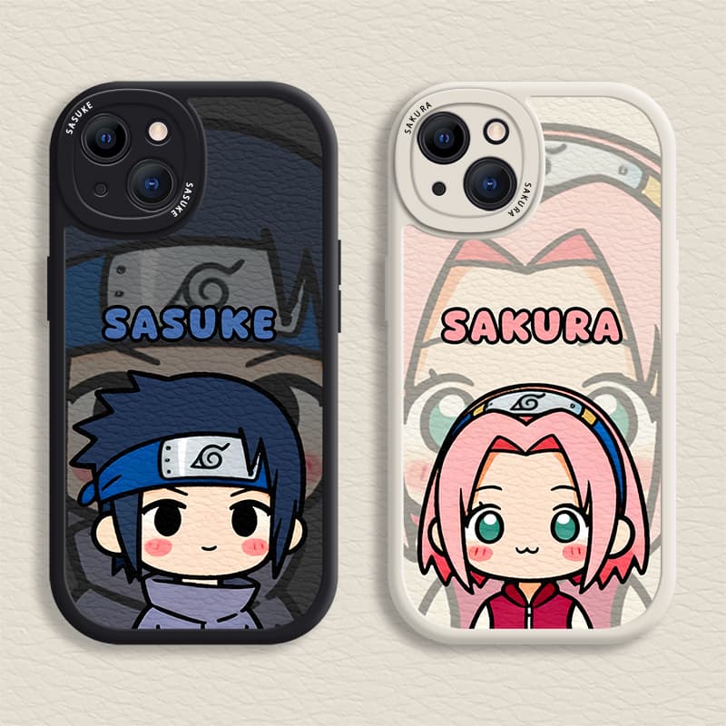 Capa iPhone Para 16/15/14/13/12/11 Promax Naruto Q Versão Sasuke E Sakura Macia 7/8 Plus/X/XR/Xs Max