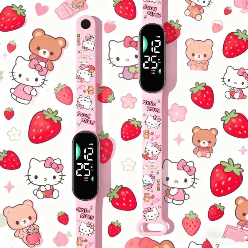 KT Relógio Kuromi LED Digital Crianças De Pulso Eletrônico À Prova D'água Meninos Meninas Presente De Aniversário E Feri