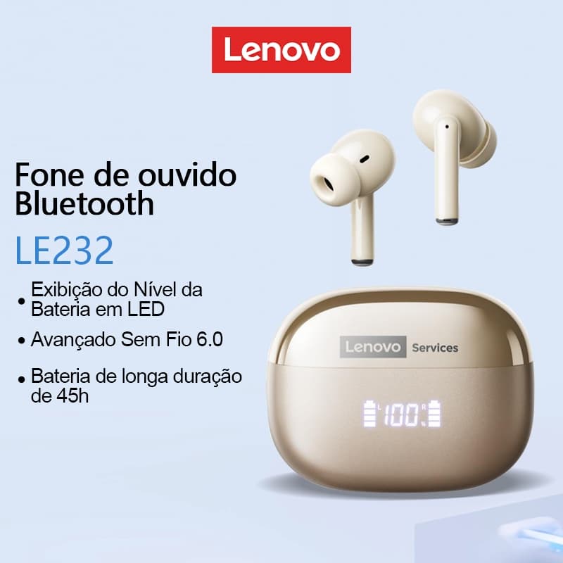 Lenovo LE232 ANC True Wireless Bluetooth Fones De Ouvido Cancelamento Ativo De Ruído Até 45 Horas De Duração Da Bateria