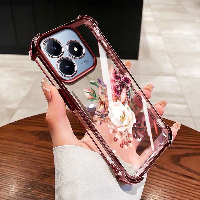 Capa VRQR Para Oppo Realme C53 C51 C63 C61 Note 50 60X 60 70T 70 80 4G Narzo N53 N63 Flor Branca Pura À Prova De Choque
