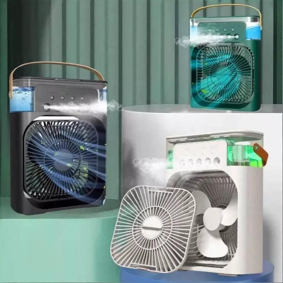 Mini Ventilador Refrigerador De Ar Condicionado Umidificador Portátil Com Led Reservatório De Água