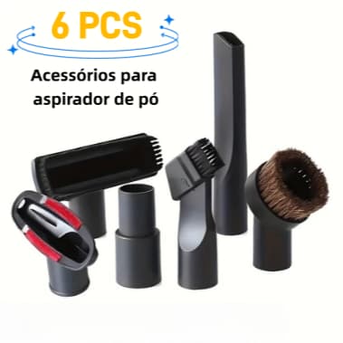 Kit de Acessórios Bicos Bocal Para Aspirador de Pó Universal- 6 Peças