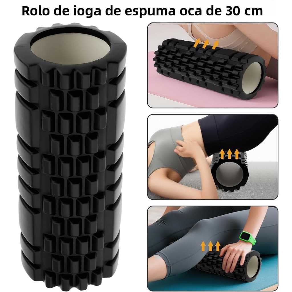 Material de rolo de massagem de liberação miofascial PVC e EVA 30 * 7cm preto