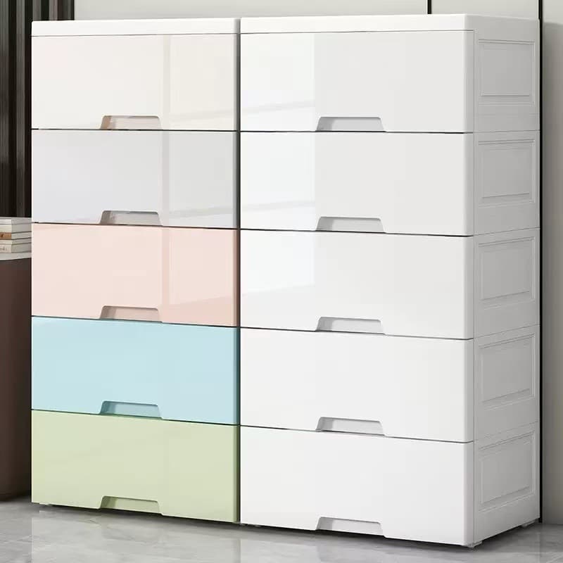 Haosin Gaveteiro Organizador de Plástico com 5 Gavetas e Rodinhas para Cozinha Banheiro e Quarto