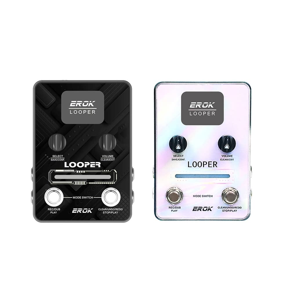 Pedal EROK Looper 40 Slots Total 160 Mins Gravação Estéreo Com Tela