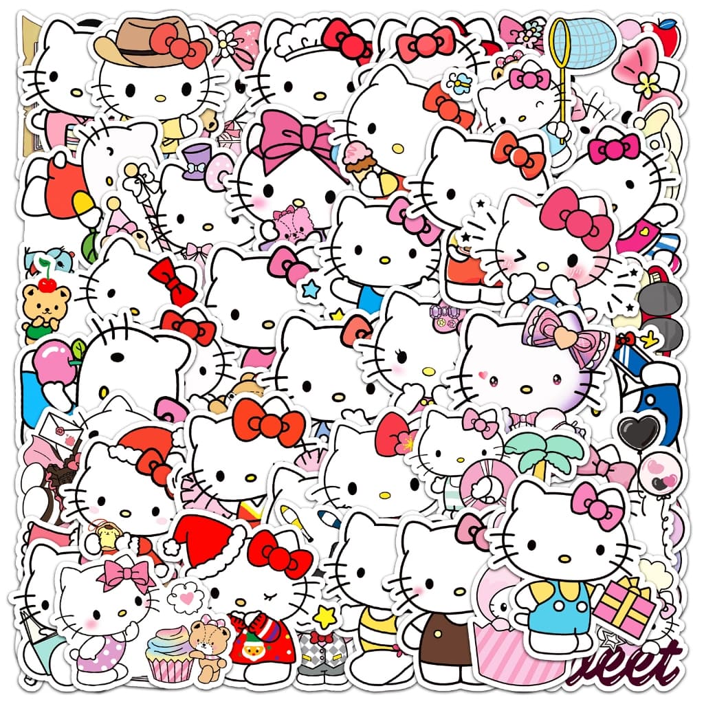 50 Peças Desenho Animado Fofo Sanrio Hello Kitty Adesivo Decalque Para Casa À Prova D'água PC Labop Mala Capacete De Vin