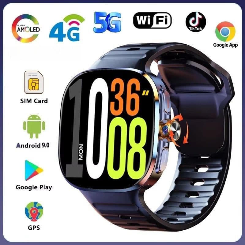 m99 Android 8 + 128GB Relógio Inteligente 4G Cartão SIM AMOLED Câmera Giratória APP Download 2026 wifi GPS NFC Chamada D