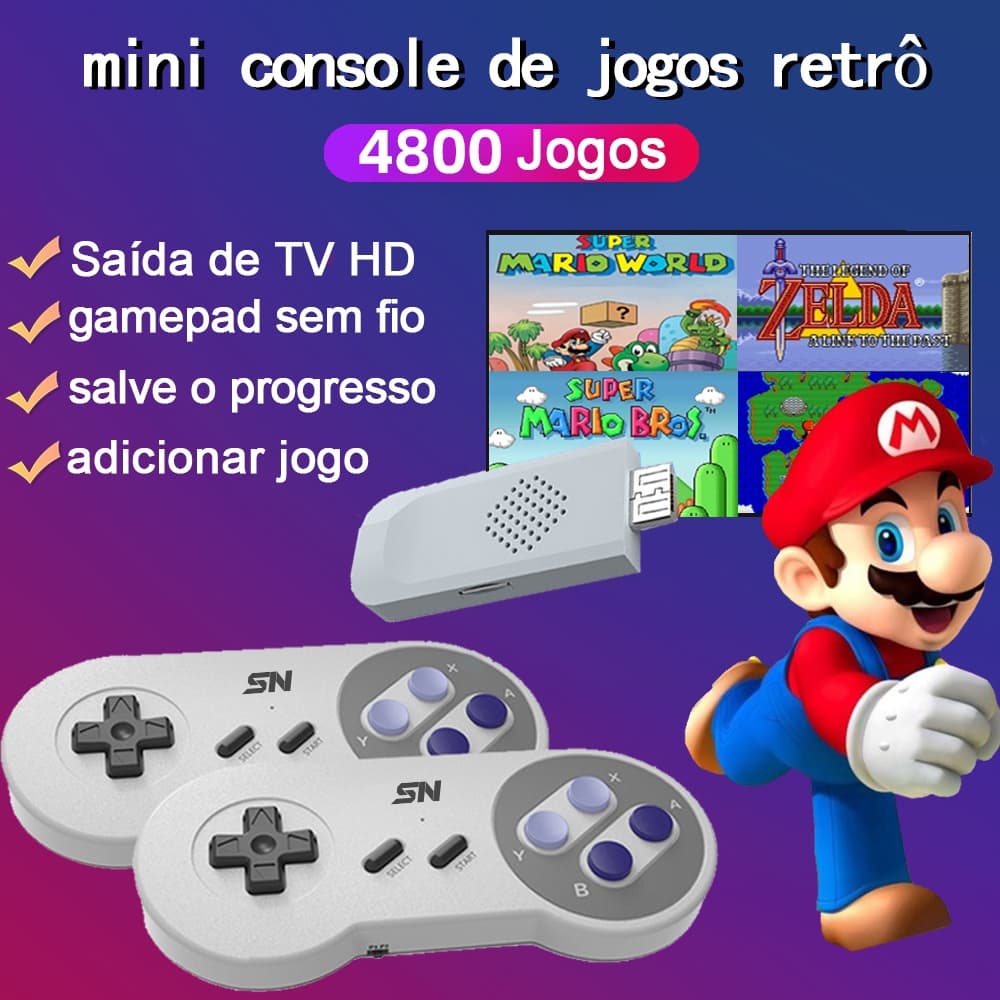 VILCORN 16-Bit Console Video Game Portatil HDMI Sem Fio TV Retro Para SNES NES 4800 + Game Stick Para super nintendo