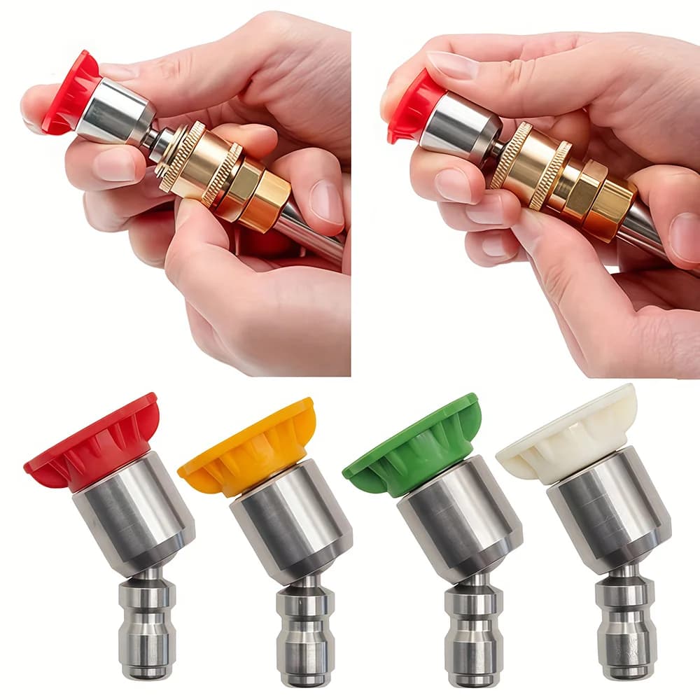Bicos Turbo De Conexão Rápida De Aço Inoxidável De 360 Graus 1/4 " 0-40 ° Acessórios Para Lavagem De Carros Com Ponta De