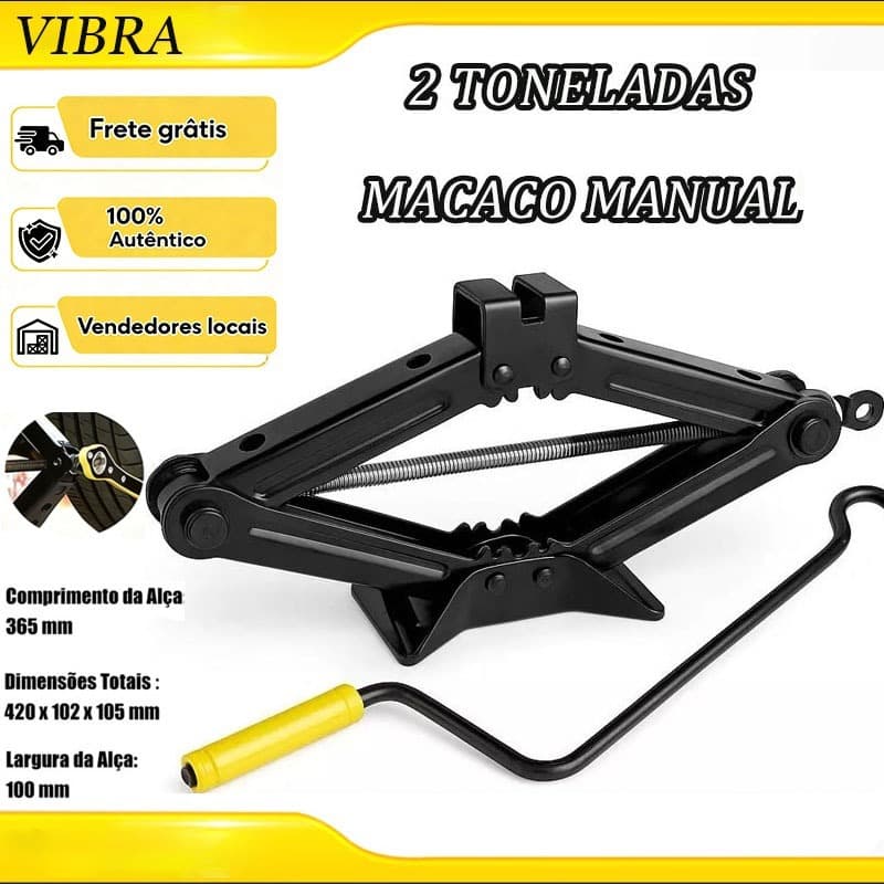 Kit Estepe Macaco Mecânico Sanfona 1,5T Universal 1500Kg + Chave Roda Em Aço + Triângulo Sinalização Segurança Carro