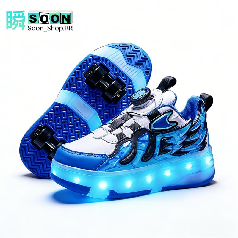 Patins Infantil Crianças Tênis de Rodízio LED Recarregável 4/8 Rodas Esportivos Sapatos de Skate