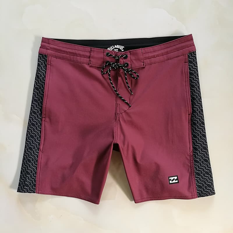 Shorts Masculinos De Surf De Praia – Casuais De Verão Com Estampa Geométrica Borgonha De Secagem Rápida