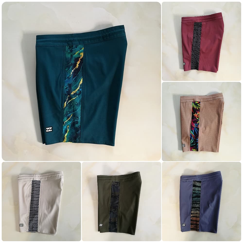 Shorts De Praia Masculinos 6 Estilos – Calção De Surf De Verão De Secagem Rápida (Estampa Tropical/Camuflagem/Mármore)