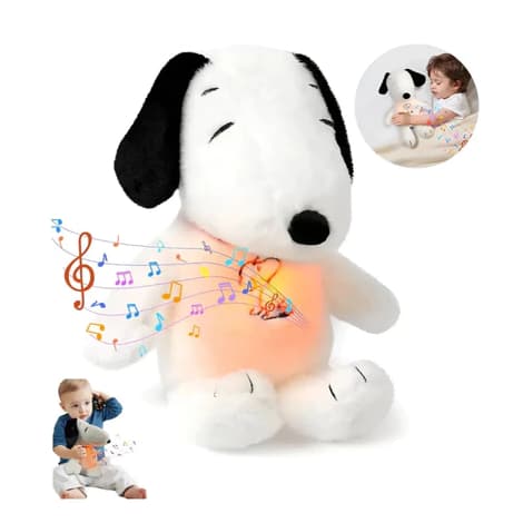 30cm Pelúcia Snoopy Interativo Que Respira Com Luz LED e Música Macia Presente Infantil