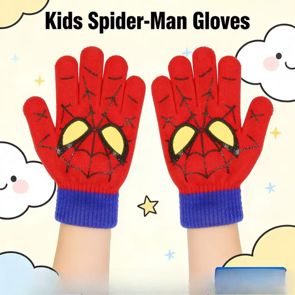 Luvas Estampadas De Malha Infantil Spider Kit Touca e Luva infantil menino/menina
