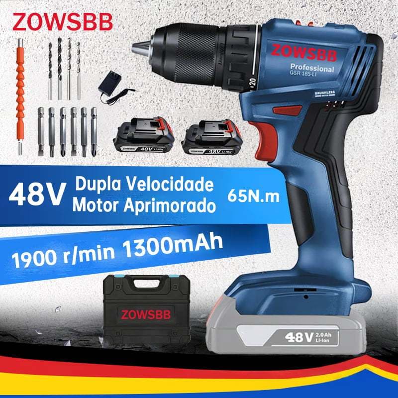 Furadeira Parafusadeira GSR185-Li 2Baterias 48V Furadeira De Impacto Com Maleta e Acessorios 12 peças Aplicável à BOSCH