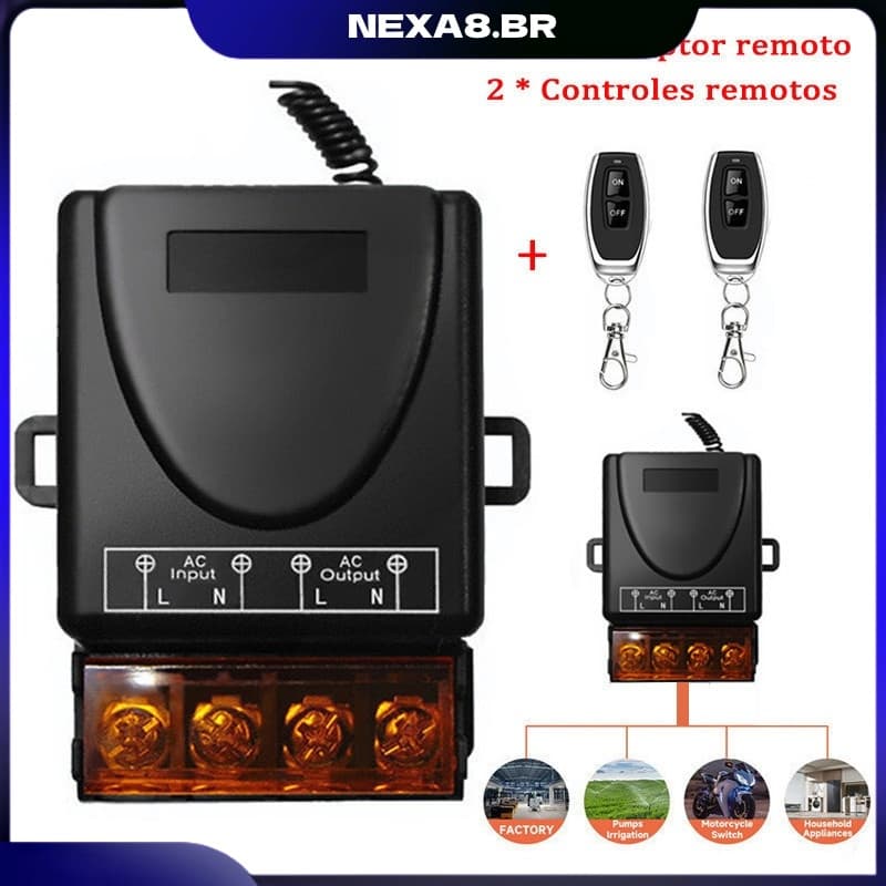 Interruptor De Controle Remoto Sem Fio AC 220V 30A 1CH 433MHz