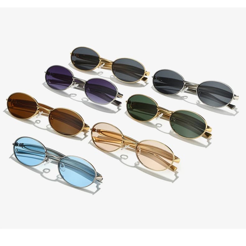 Europeu americano moda Metal pequeno quadro óculos de sol Retro multicolorido óculos de sol na moda estilo tiro rua