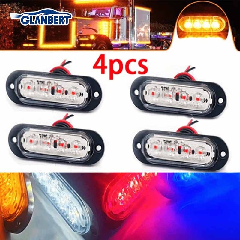 4 Pçs Caminhão Carro LED Barra De Luz Reboque Dianteiro E Traseiro Barco Exterior Do Lâmpada Âmbar/Branco/Vermelho