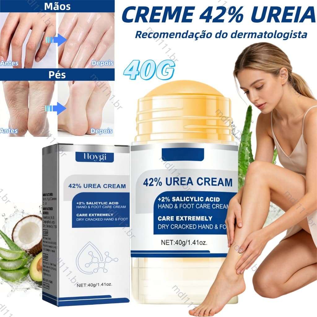 40G Tratamento Intensivo 42% Creme para Pés Secos Ureia Aloe Vera Esfoliante Suave Anti-Rachaduras e Ultra Hidratação