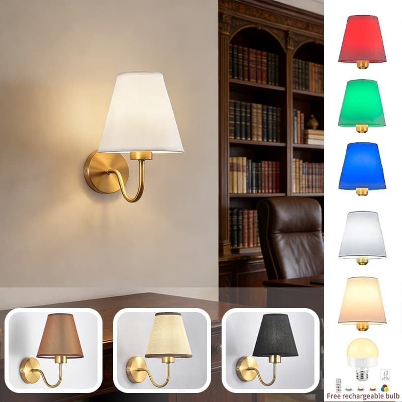 Luminária De Parede Sem Fio Tampa De Tecido Rgb Recarregável Arandela Alimentação Por Bateria, Quartos, Salas De Estar