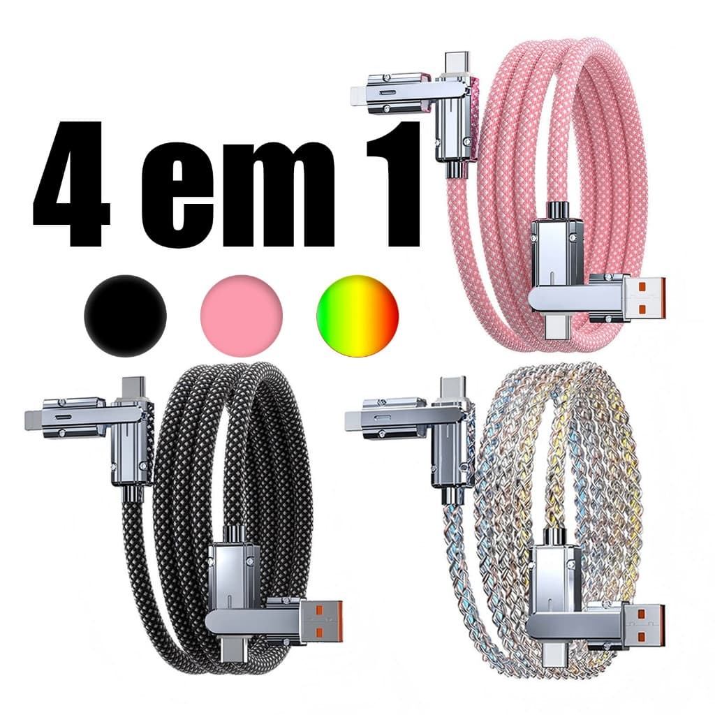 Cabo De Carregamento Rápido 4 Em 1-USB Multiportas Tipo C , Compatível Com Android , Durável