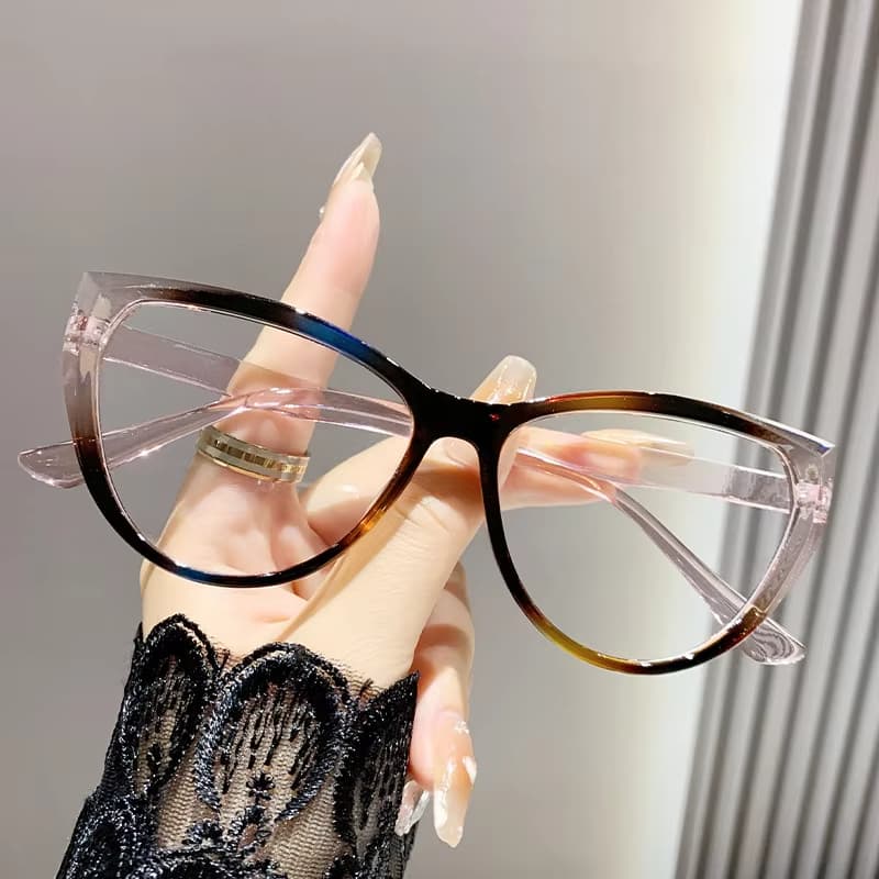 Moda Retro Cat Eye Óculos Anti Luz Azul HD Óculos