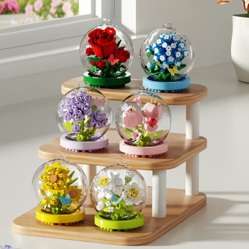 Presente De Brinquedo De Blocos De Construção De Bola De Cristal Rose Wish