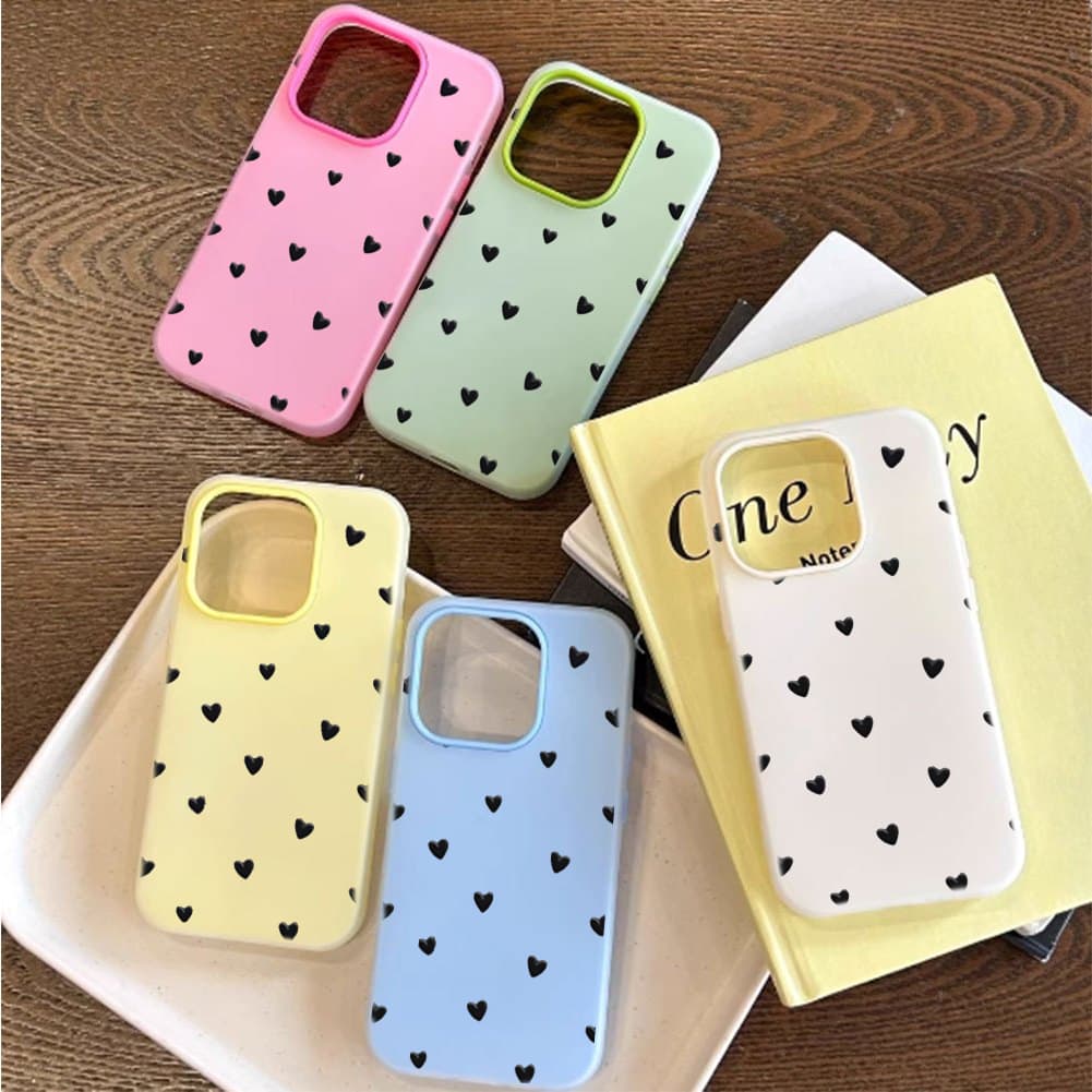 Capa Para Samsung S25 ULTRA S24 Plus S23 S22 A17 A16 A15 A14 A13 A52 2 Em 1 Tela Cheia Preto Forma De Coração Caso De Te