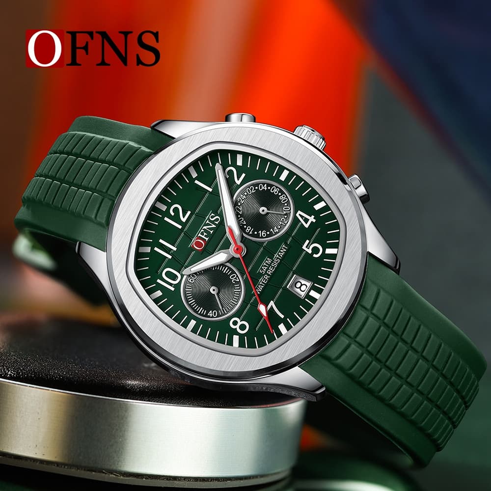 OFNS 8020 Novo Relógio De Quartzo Masculino Com Olhos Duplos , Calendário De Cinco Agulhas , Relógios Masculinos À Prova