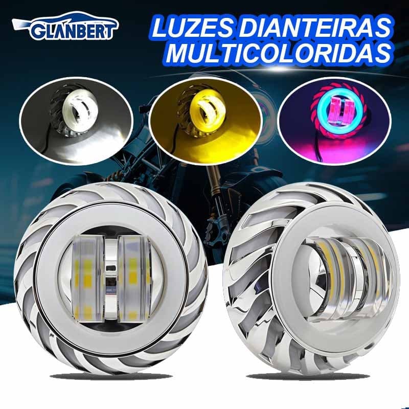 Faróis Luzes de motocicleta Olho do diabo RGB Spotlight LED Lámpada de veículo elétrico Olhos de anjo duplos Abertura