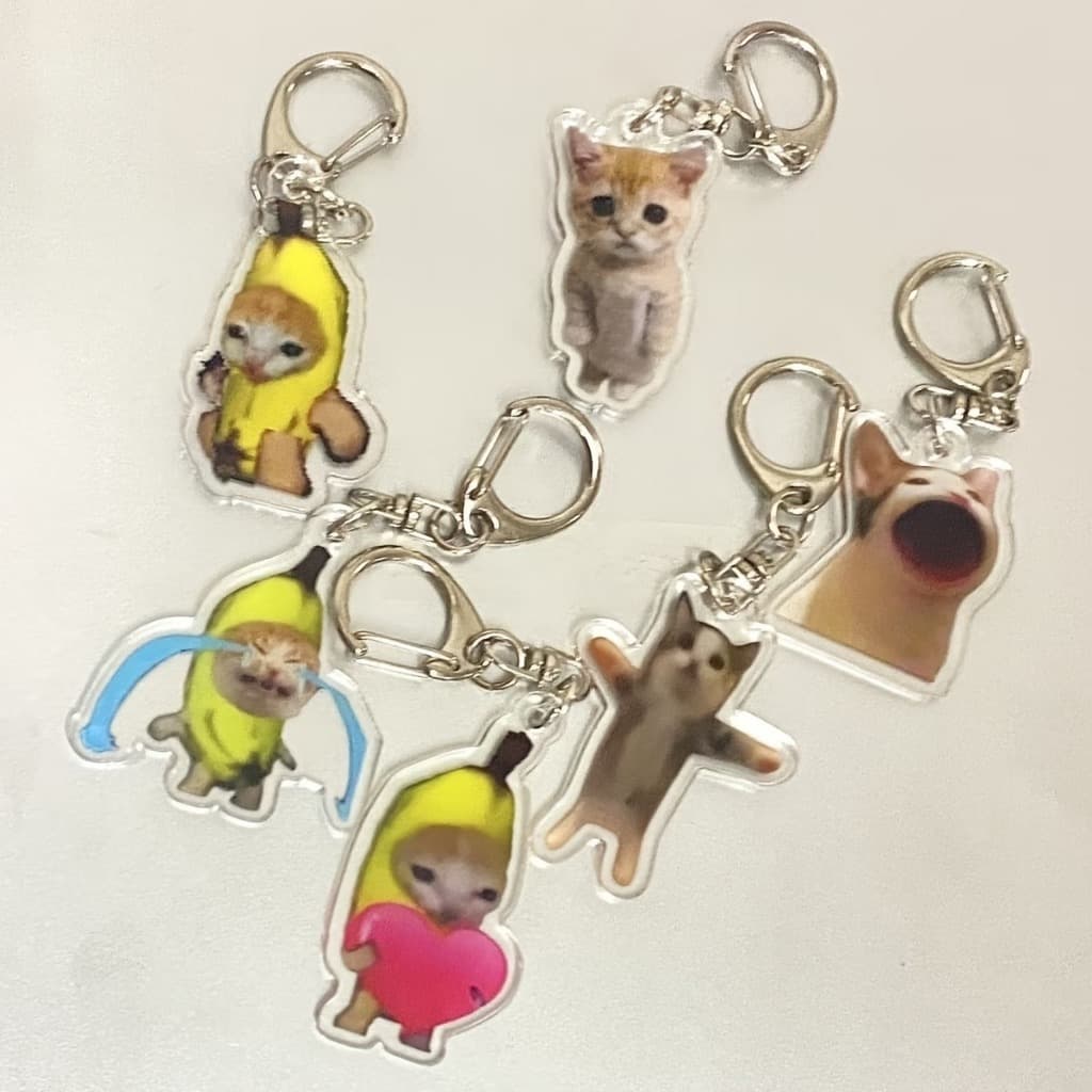 Chaveiro Criativo De Gato Chorando , Emoji Banana Hakimi , Mochila Divertida Escolar E Pingente De Carteira .