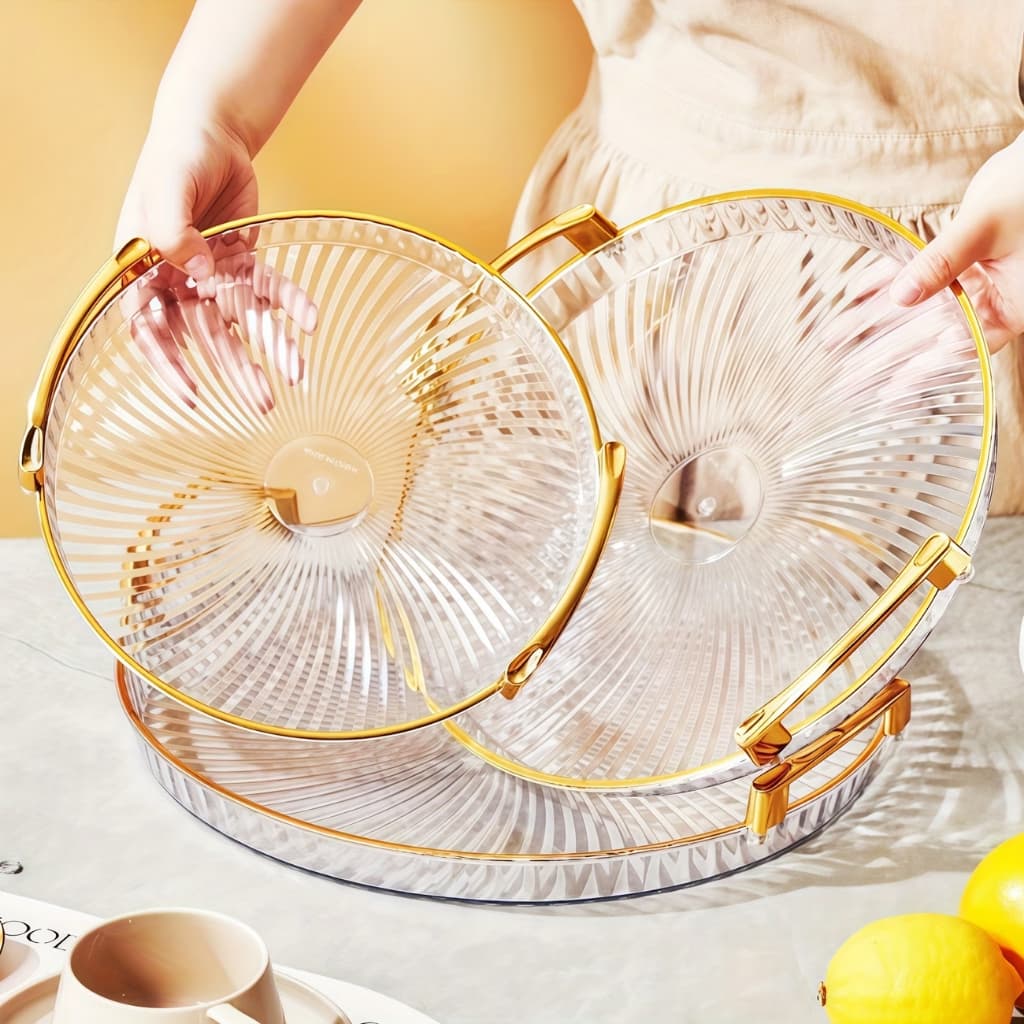 Nordic Multipurpose Decorative Serving Tray with Handle and Gold Detail Table Decoration