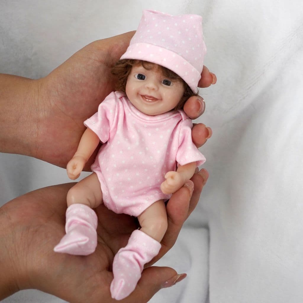 Boneca Reborn Mini de Silicone de 7 Polegadas, Realista para Bebês Recém-Nascidos, Vem com Acessórios de Alimentação e V