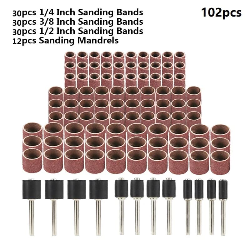 Conjunto De Tambor De Lixa Grão 240 , 51/102 Peças Com Mandris De Haste De 1/8 " Para Ferramentas Rotativas Dremel , Abr