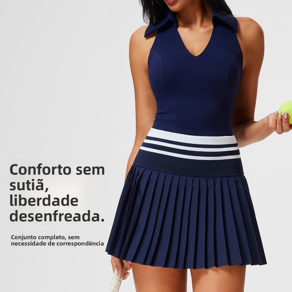Contraste cor camisa de tênis feminino terno esportivo correndo de secagem rápida Yoga colete de Fitness superior saia d