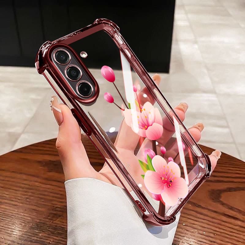 Capa Para Samsung Galaxy A17 A56 A36 A26 A16 5G 4G Rosa Flor De Pêssego À Prova De Choque Caso De Telefone Claro