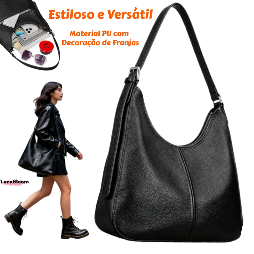 Bolsa Feminina Elegante E Simples Grande Capacidade ,De Couro PU Estilo Retrô