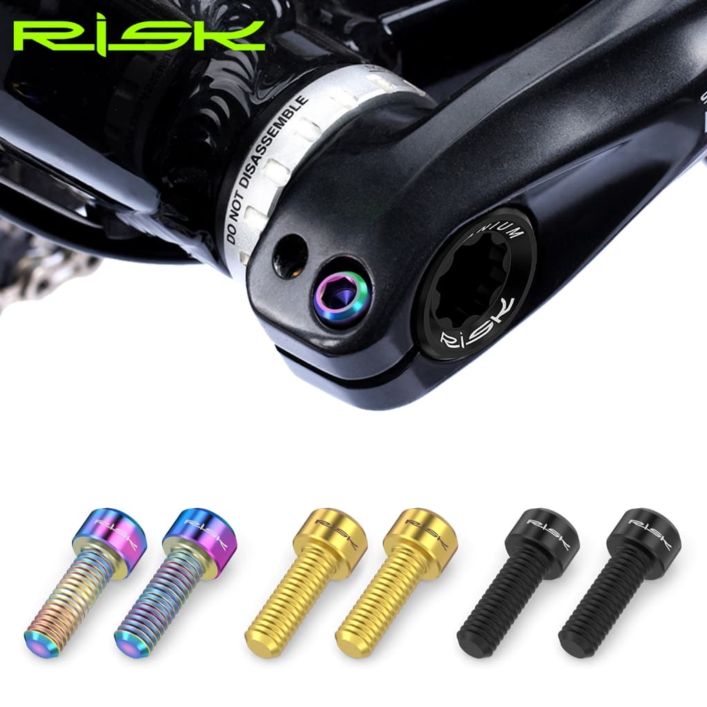 RISK 2 Peças M6x18mm Ti Parafusos De Titânio Para Manivela De Bicicleta Braçadeira De Freio A Disco Fixação Leve Estrada